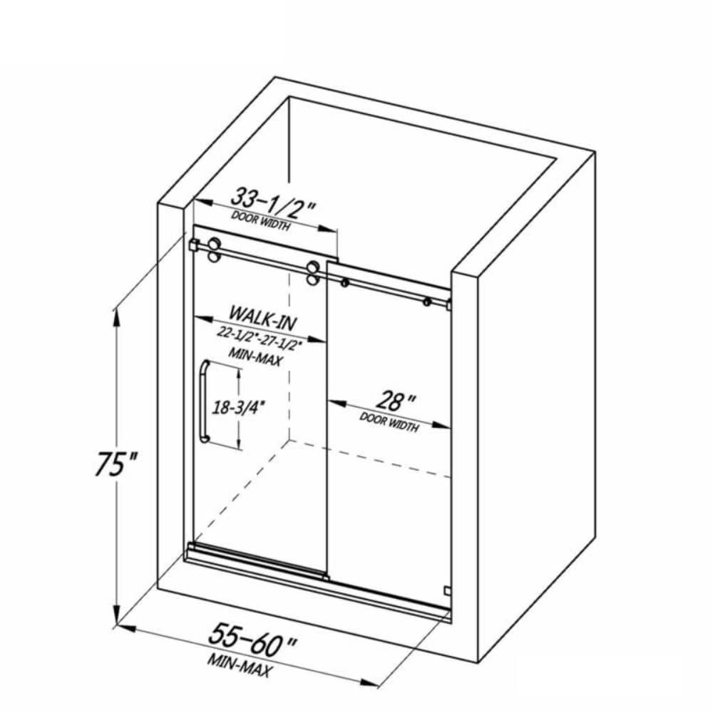Frameless Single Sliding Glass Shower Door For Bathroom_voghion.com